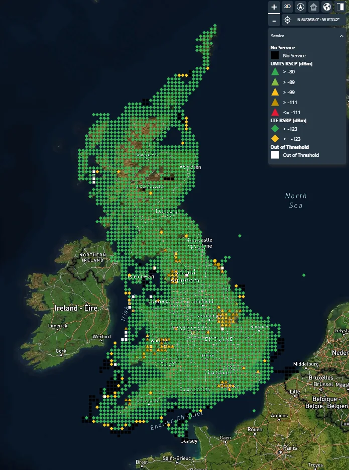 UK-wide LTE coverage visualisation from the source deck